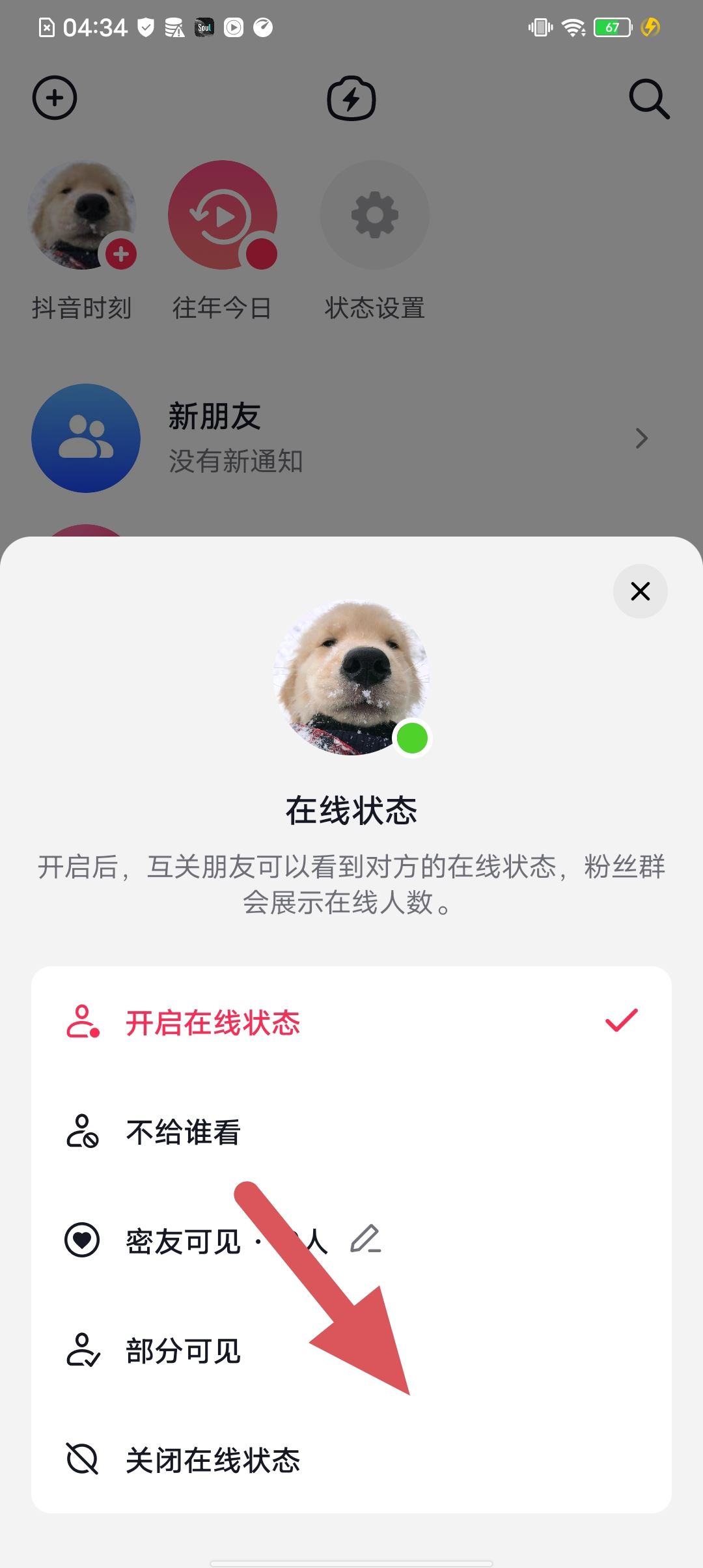 抖音怎么取消在線顯示？